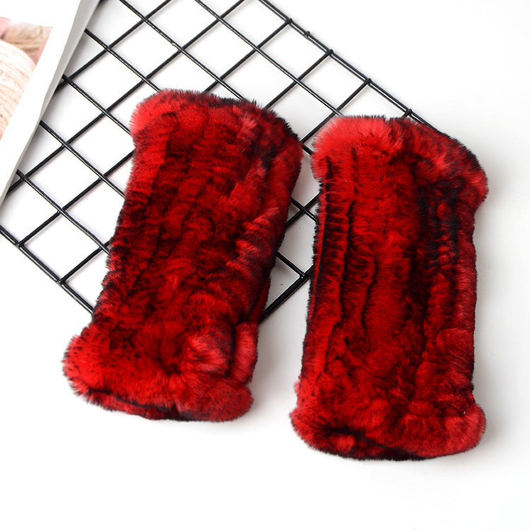 women's warm half finger knitted gloves, view 3 - MRSLM