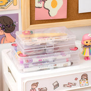 transparent kawaii stationery storage box, view 4 - MRSLM