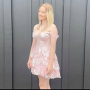 sequin short party dress, view 2 - MRSLM