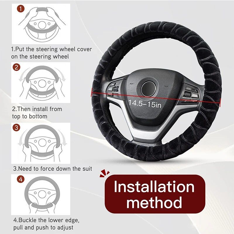 Soft winter plush steering wheel cover, view 12 - MRSLM