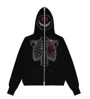 rhinestone print hooded zip cardigan, view 4 - MRSLM