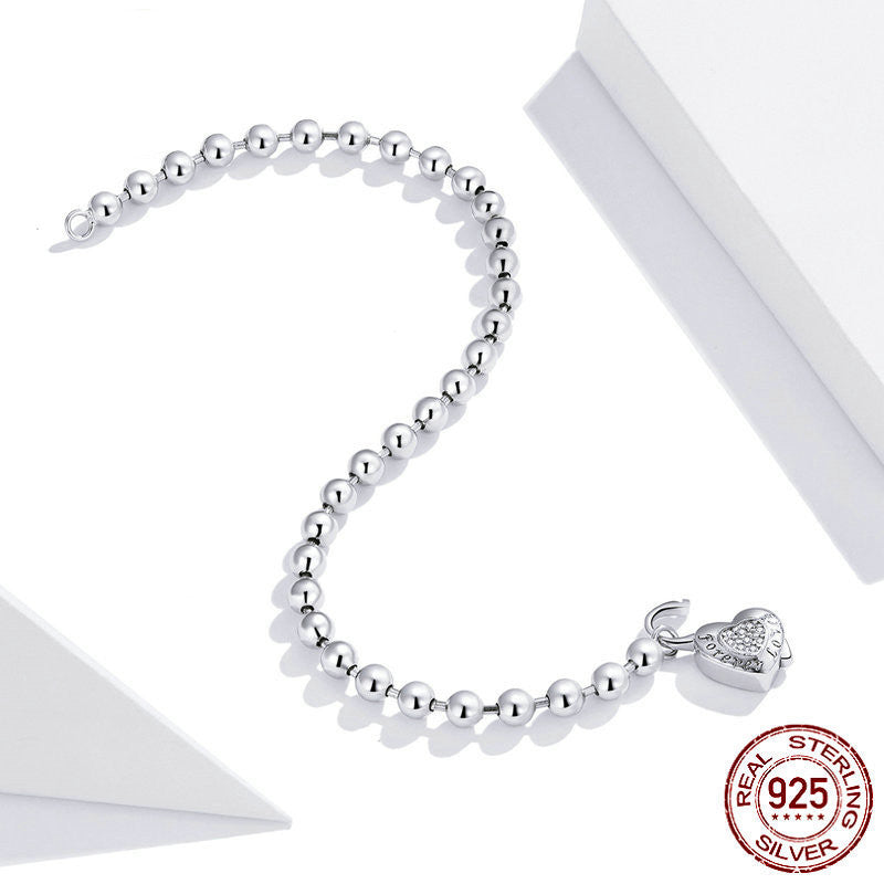 silver charm bead bracelet unisex, view 3 - MRSLM