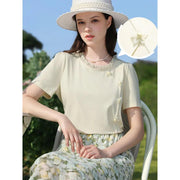 chic floral short sleeve T-shirt, view 10 - MRSLM