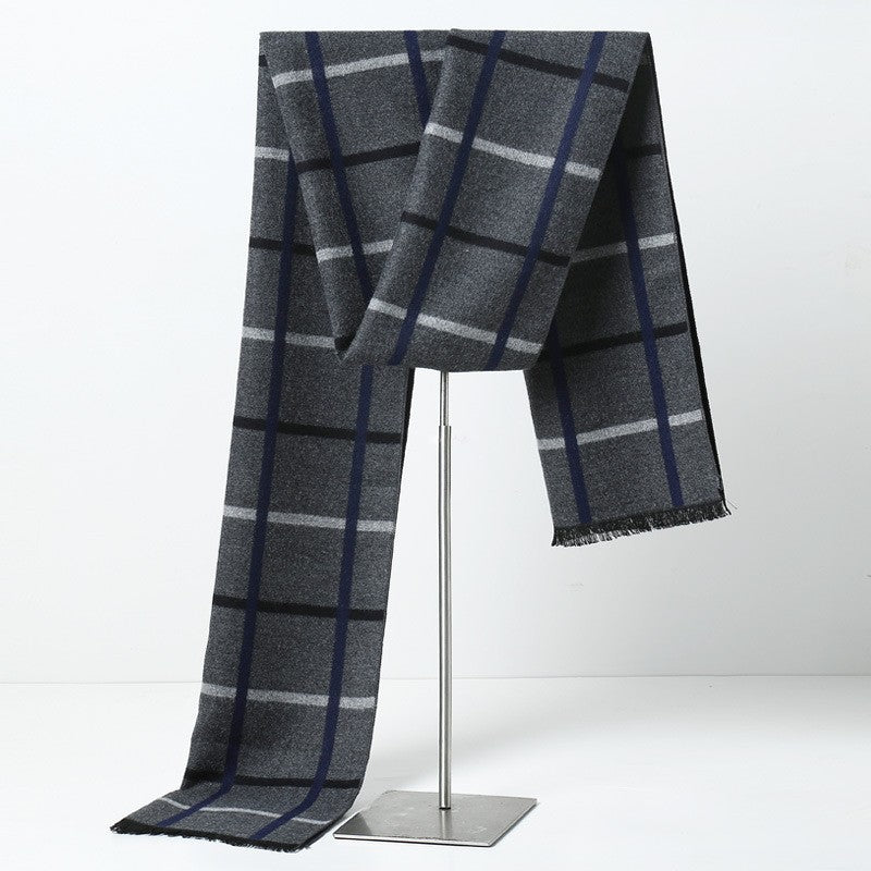 plaid men's cashmere scarf, view 9 - MRSLM