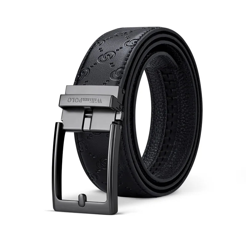 men's leather belt with automatic buckle, view 3 - MRSLM