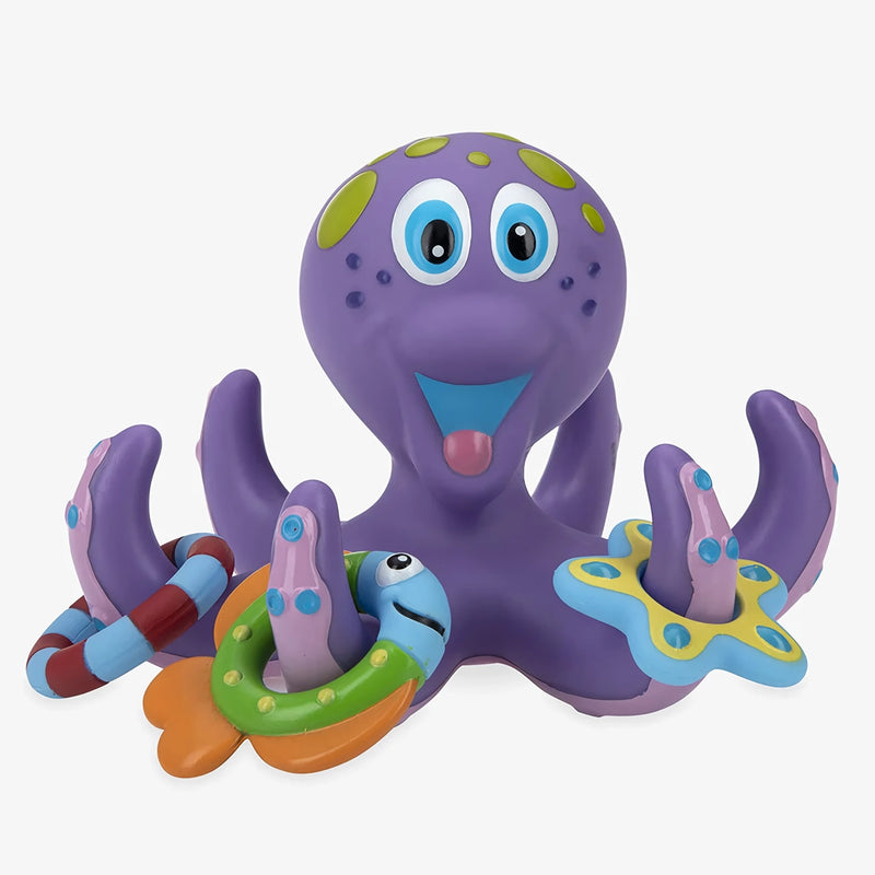 octopus bath toy with ring toss, view 2 - MRSLM