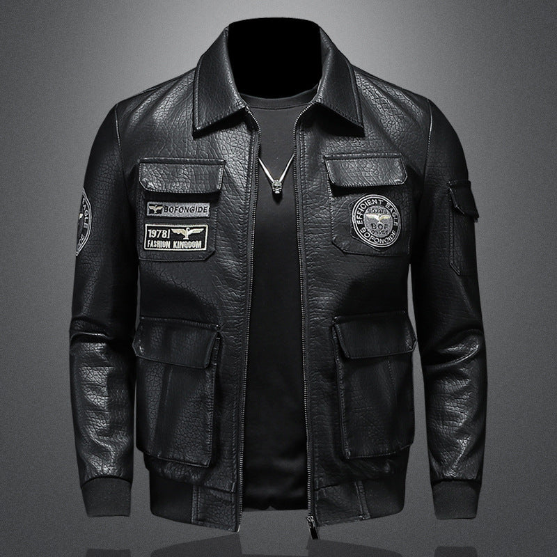 men's slim fit PU leather coat - MRSLM