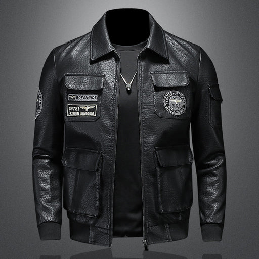men's slim fit PU leather coat - MRSLM