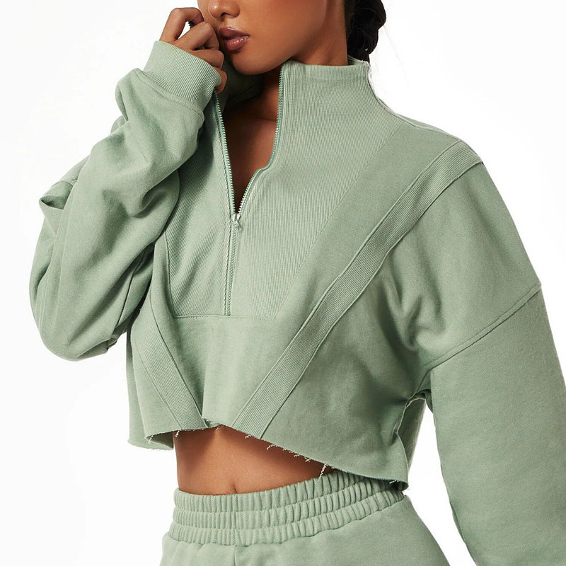 women's cotton patchwork zip-up hoodie, view 5 - MRSLM