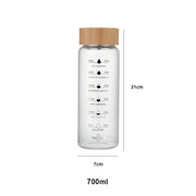 glass water bottle with time marker, view 2 - MRSLM