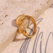 gold double heart open ring, view 4 - MRSLM