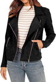 deerskin velvet motorcycle jacket with zipper pockets, view 11 - MRSLM