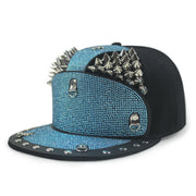 Punk armor rivet flat brim hat, view 5 - MRSLM