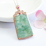silver natural jade pendant necklace, view 3 - MRSLM