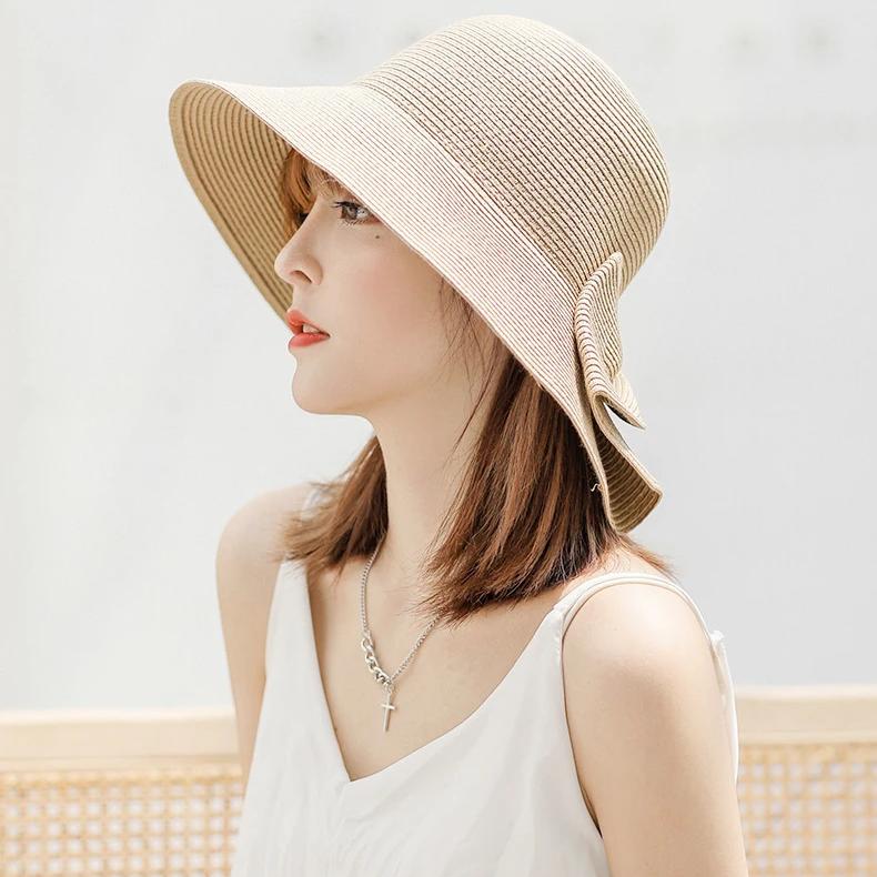 women's collapsible straw sun hat - MRSLM