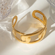 gold plated oval cuff bracelet, view 6 - MRSLM