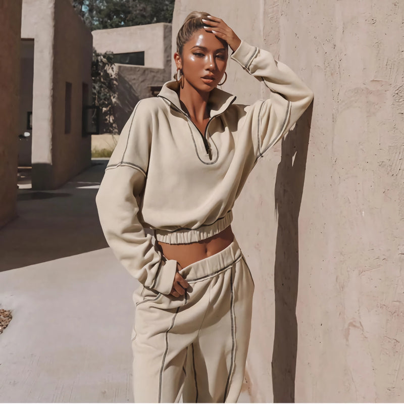 sweatshirt and elastic waist pant set, view 5 - MRSLM