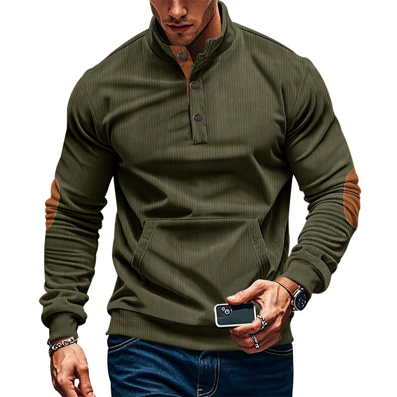Men's corduroy stand collar sweater, view 3 - MRSLM