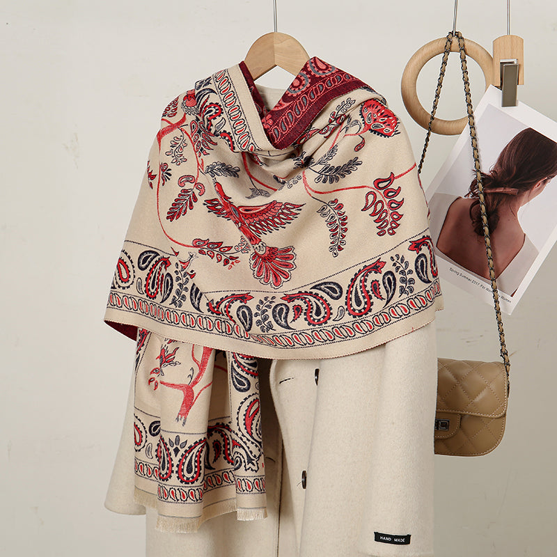 cashmere floral scarf, view 12 - MRSLM