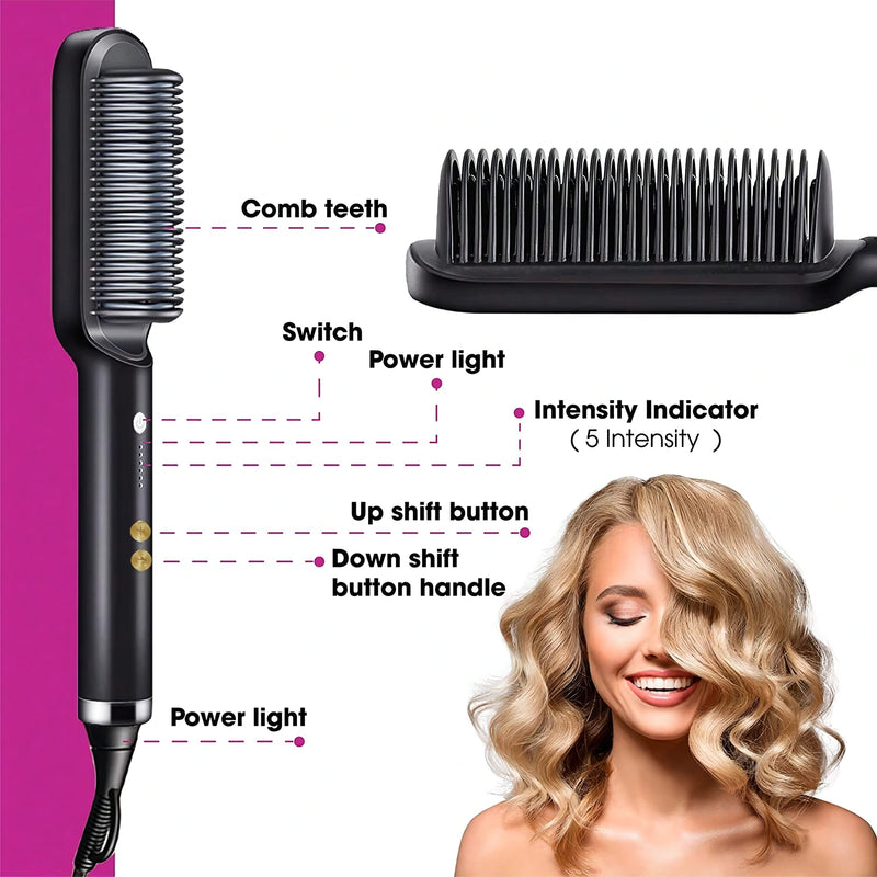 2-in-1 ionic hair straightening brush and curling iron, view 7 - MRSLM