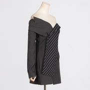 women's one-shoulder tube top suit, view 3 - MRSLM