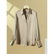 silk v-neck blouse, view 6 - MRSLM