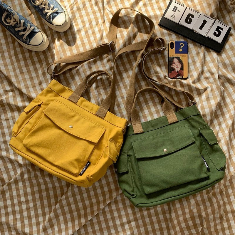 canvas crossbody shoulder bag, view 3 - MRSLM