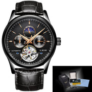 Men's automatic mechanical leather strap watch, view 4 - MRSLM