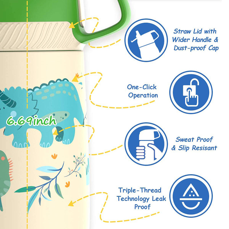children's insulated water bottle with straw, view 15 - MRSLM