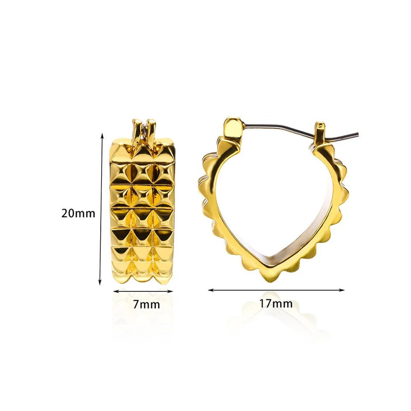 Gold color stainless steel hoop earrings, view 4 - MRSLM