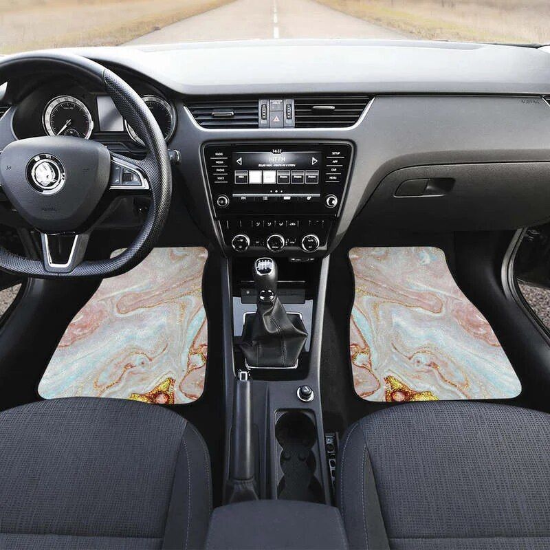 pink gold marble car floor mats, view 3 - MRSLM