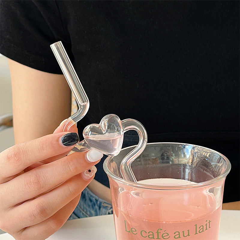 Heart glass drinking straw, view 4 - MRSLM