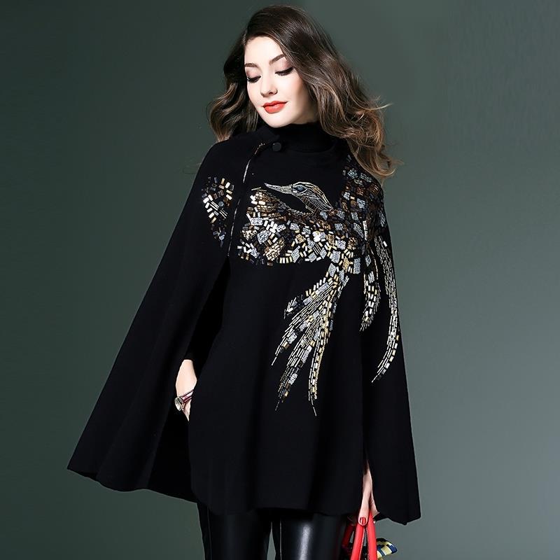 women's thick pullover sweater cloak - MRSLM