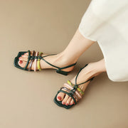 colorful buckle strap chunky heel sandals, view 5 - MRSLM