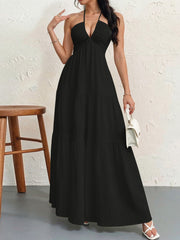 backless halterneck maxi dress, view 9 - MRSLM