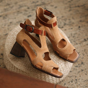 high heel gladiator sandals in genuine leather, view 24 - MRSLM