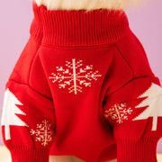 Christmas tree and reindeer knit dog sweater, view 5 - MRSLM