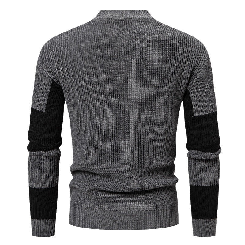 Men's Sweater Half Turtleneck Color Matching Casual