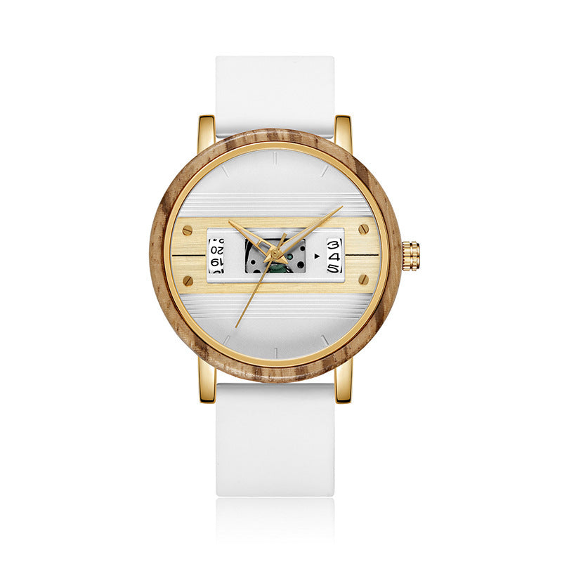 men's wood-like digital watch, view 4 - MRSLM