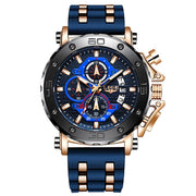 men's sports chronograph silicone watch, view 3 - MRSLM