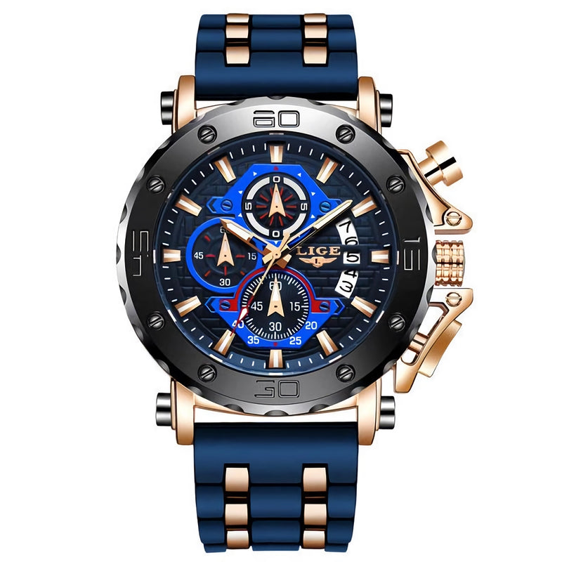 men's sports chronograph silicone watch, view 3 - MRSLM