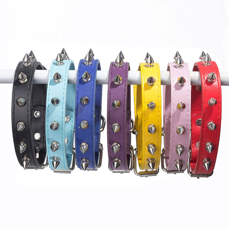 spiked leather dog collar, view 30 - MRSLM