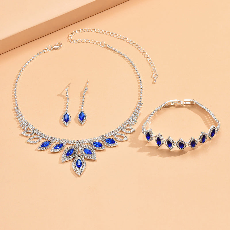 Marquise crystal necklace, earrings and bracelet set, view 3 - MRSLM