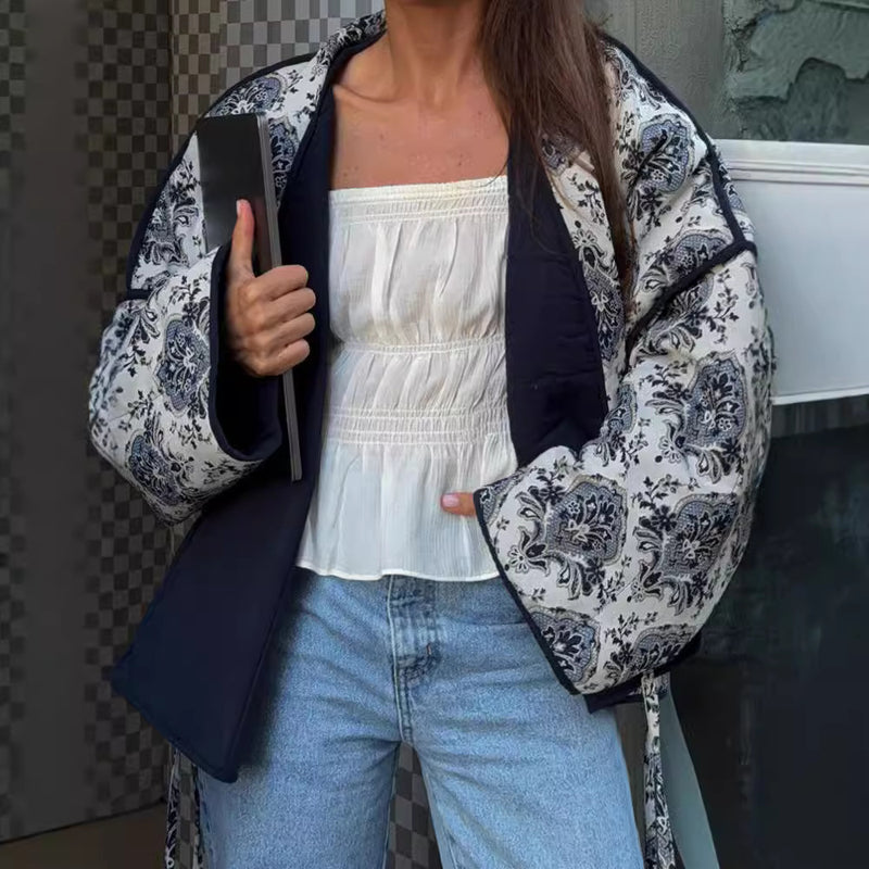 women's printed lace-up jacket, view 3 - MRSLM