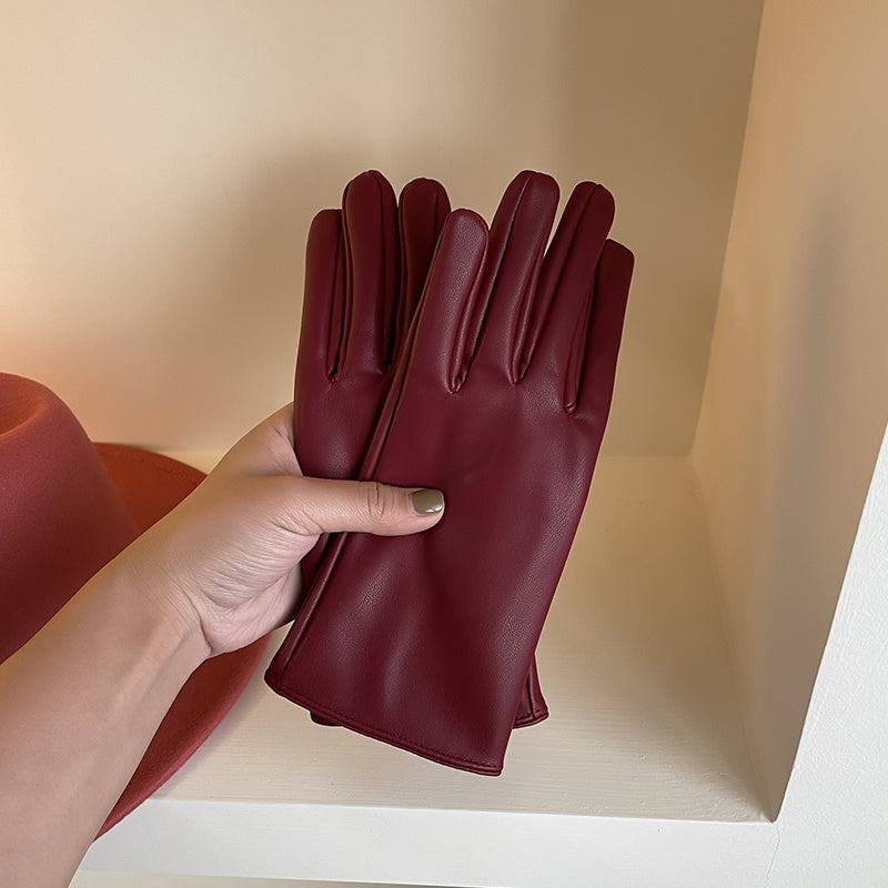 Five finger PU leather gloves, view 5 - MRSLM