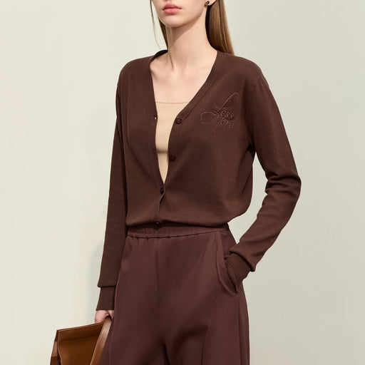 V-neck embroidered knit cardigan - MRSLM