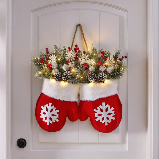 Christmas mitten door wreath - MRSLM