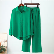 loose wrinkle shirt and wide-leg pants suit, view 5 - MRSLM