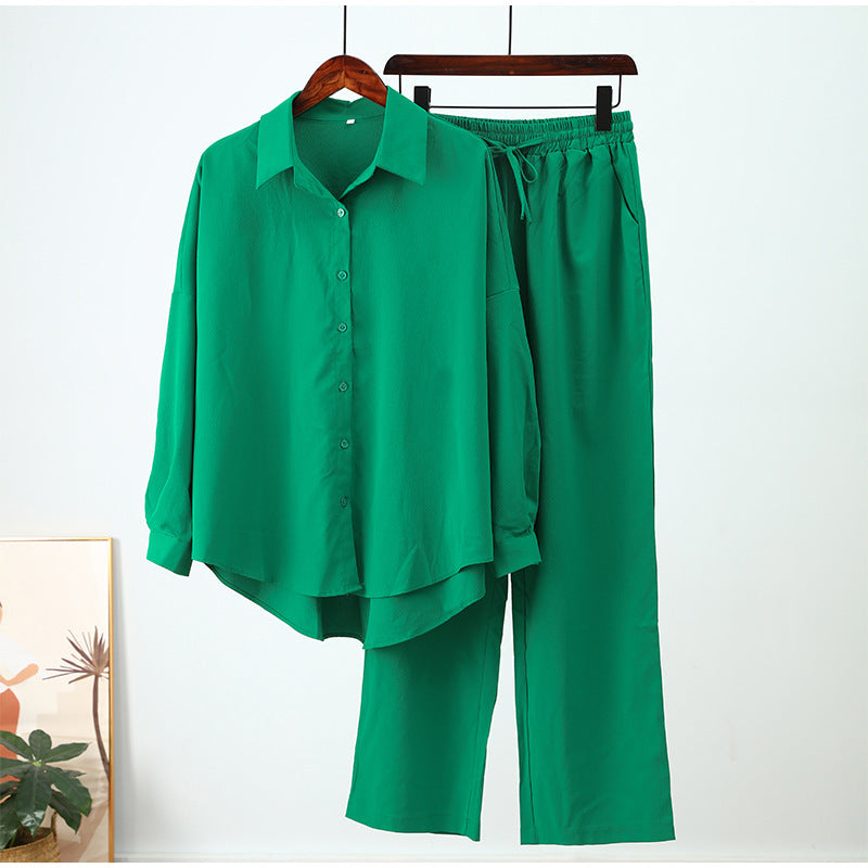 loose wrinkle shirt and wide-leg pants suit, view 5 - MRSLM