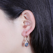 blue rose gold leaf earrings - MRSLM